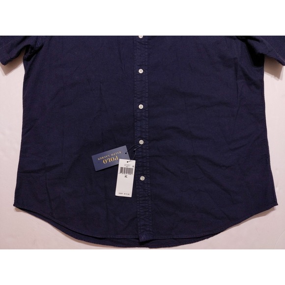 POLO RALPH LAUREN Short Sleeve Button Shirt Navy Blue XL ~ New - Picture 8 of 9